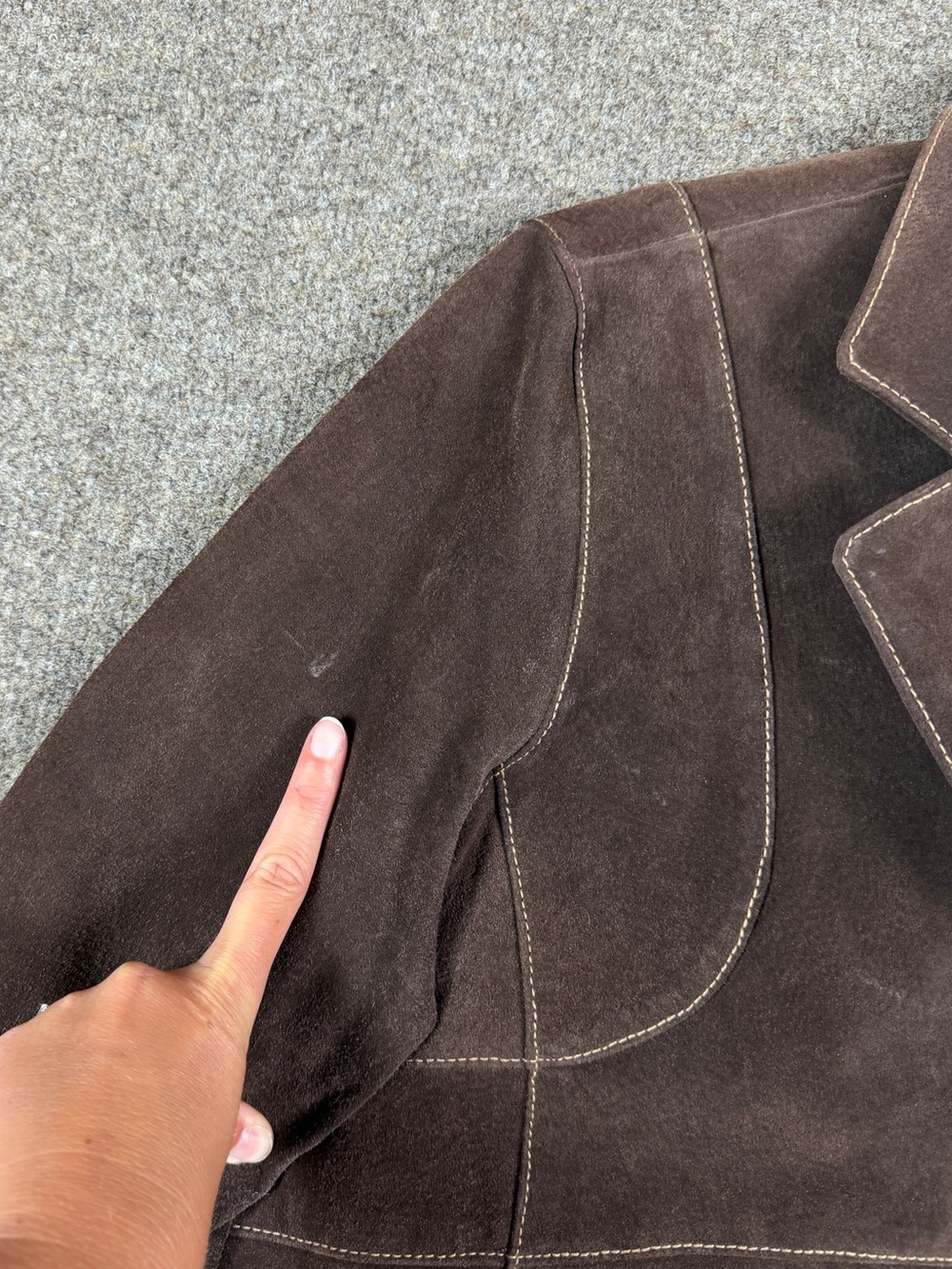 Vintage Outbrook Brown Suede Leather Western Fringe Trim Jacket Women’s Large - Picture 6 of 12